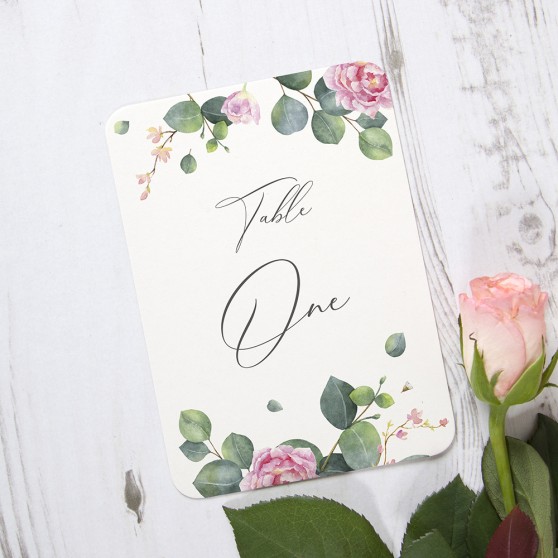 'Eucalyptus Blush' Table Name/Number