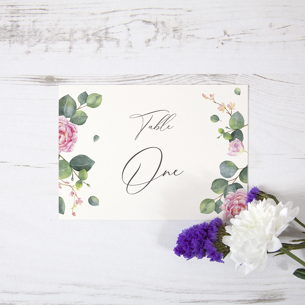 'Eucalyptus Blush' Table Name/Number