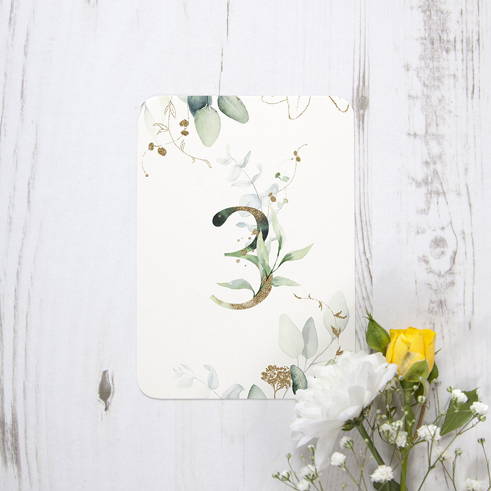 'Green & Gold Eucalyptus' Table Name/Number