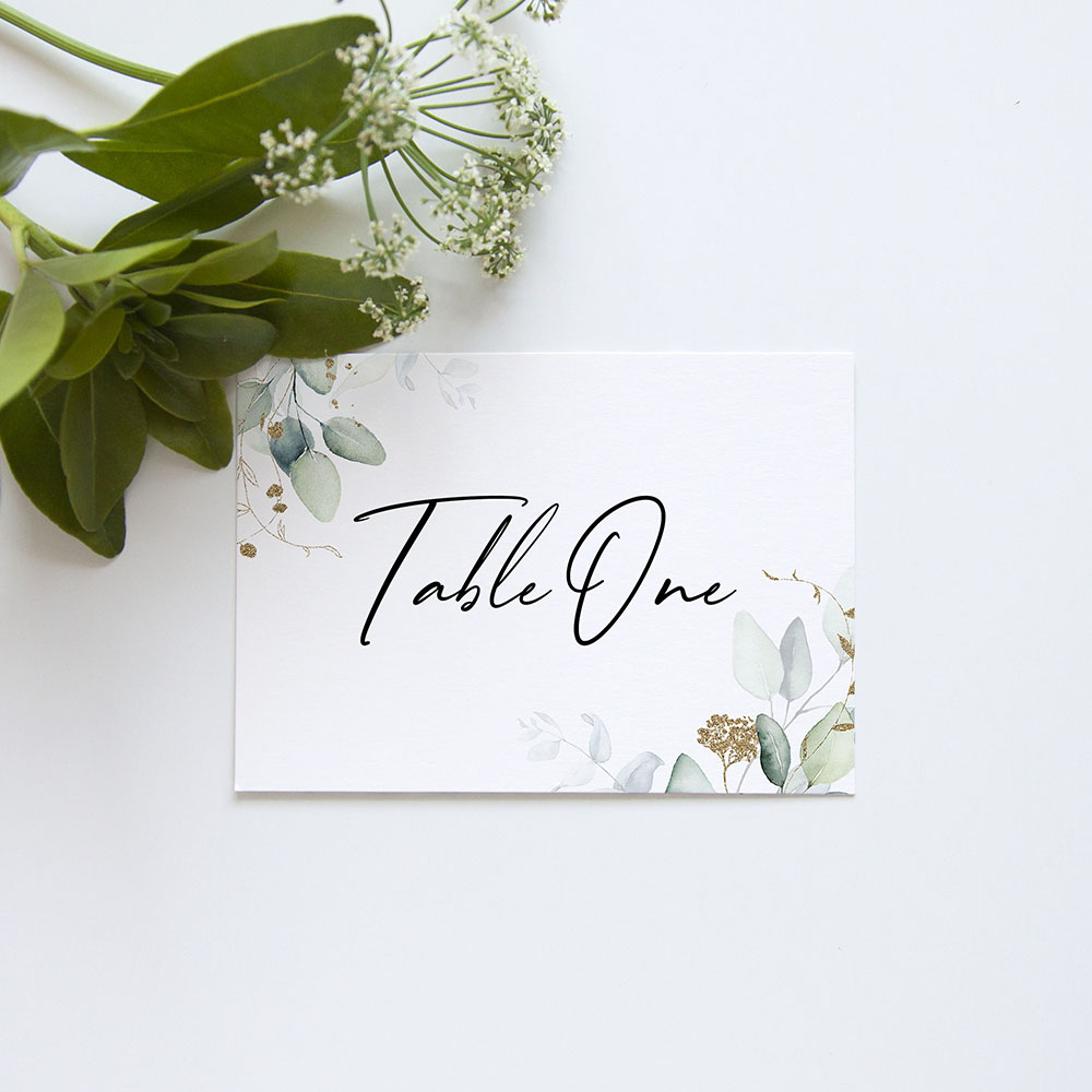 'Green & Gold Eucalyptus' Table Name/Number