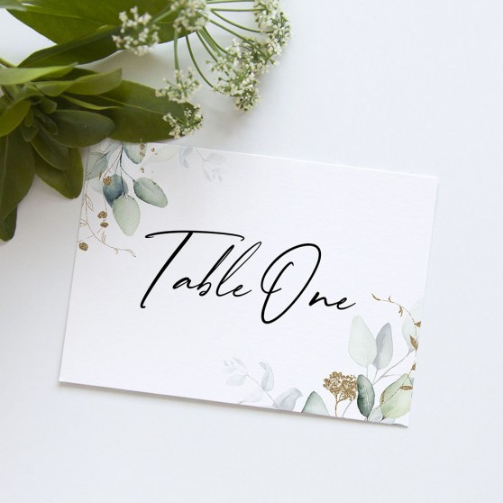 'Green & Gold Eucalyptus' Table Name/Number