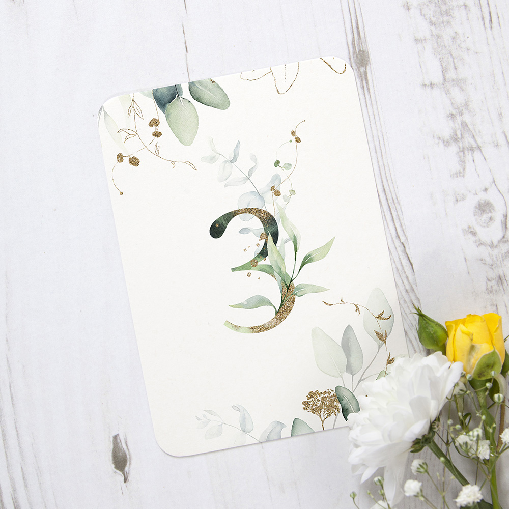 'Green & Gold Eucalyptus' Table Name/Number