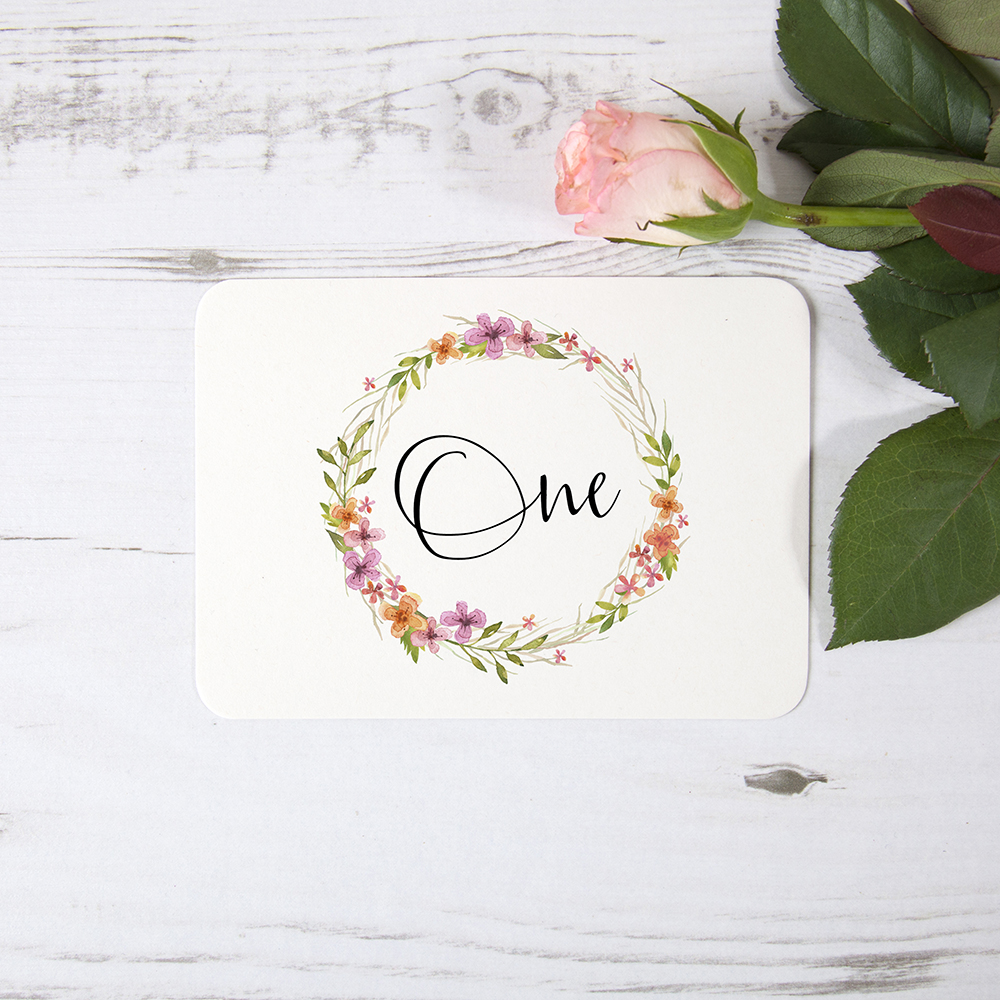 'Multi Floral Watercolour' Table Name/Number