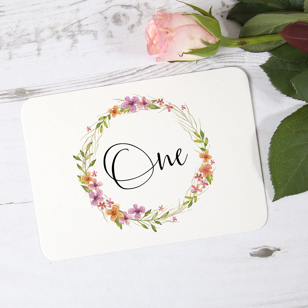 'Multi Floral Watercolour' Table Name/Number