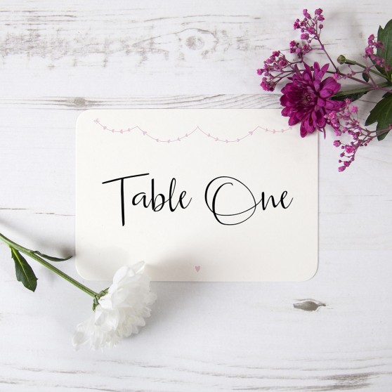 'Pink Heart Bunting' Table Name/Number