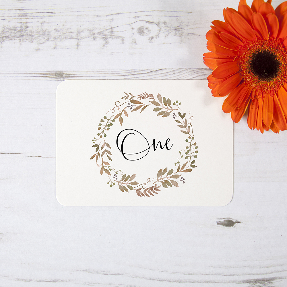 'Russet Floral Watercolour' Table Name/Number