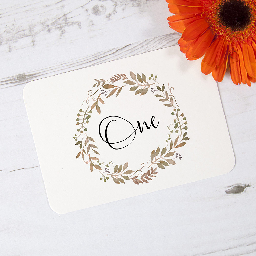 'Russet Floral Watercolour' Table Name/Number