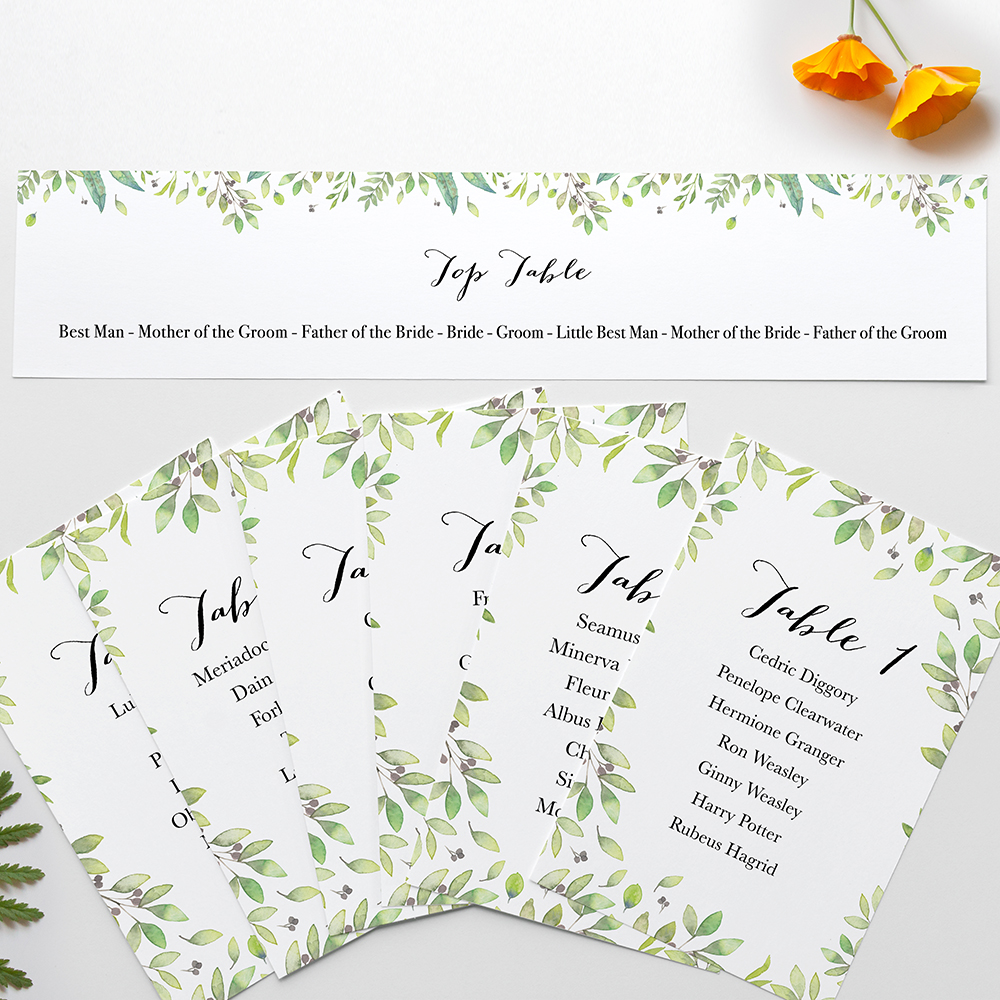 'Arabella' Table Plan Cards