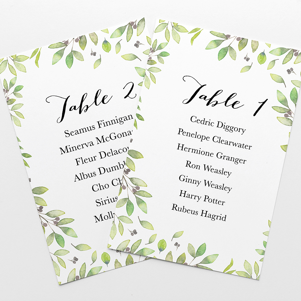 'Arabella' Table Plan Cards