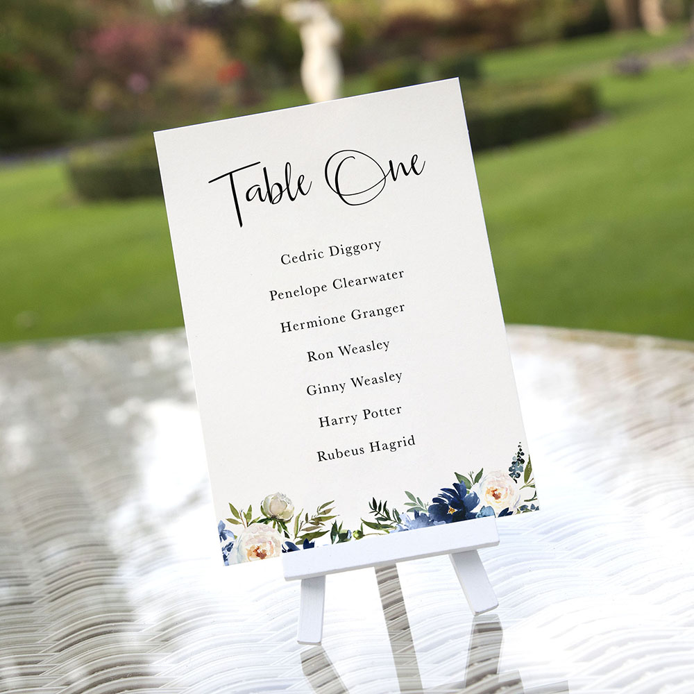 'Blue Velvet' Table Plan Cards