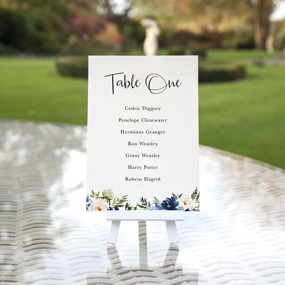 'Blue Velvet' Table Plan Cards