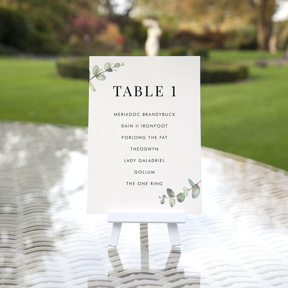 'Campagna Eucalyptus CP03' Table Plan Card Sample