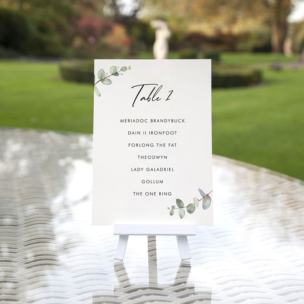 'Campagna Eucalyptus CP04' Table Plan Card Sample