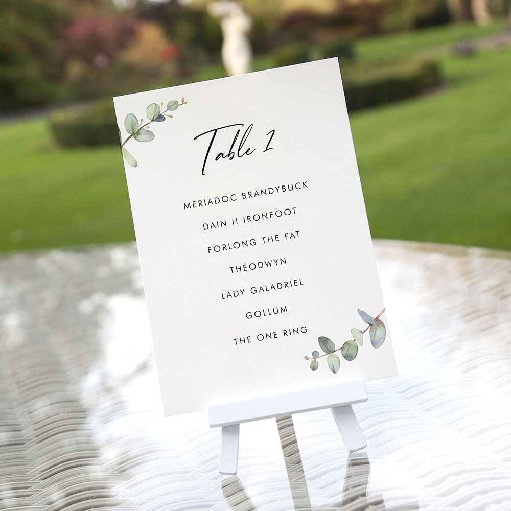 'Campagna Eucalyptus CP04' Table Plan Card Sample