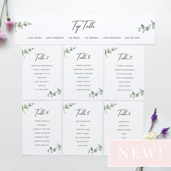 'Campagna Eucalyptus CP04' Table Plan Card Sample