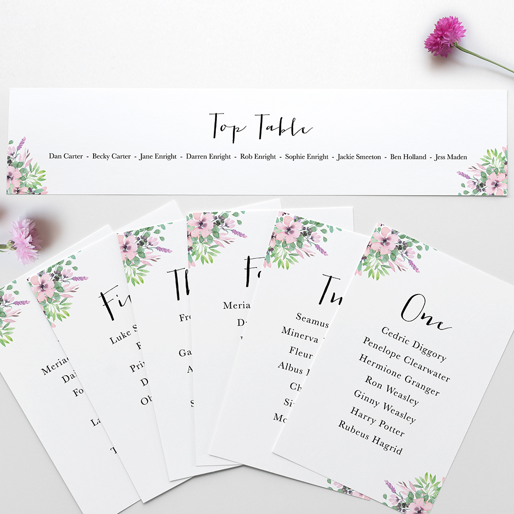 'Chloe' Table Plan Card Sample
