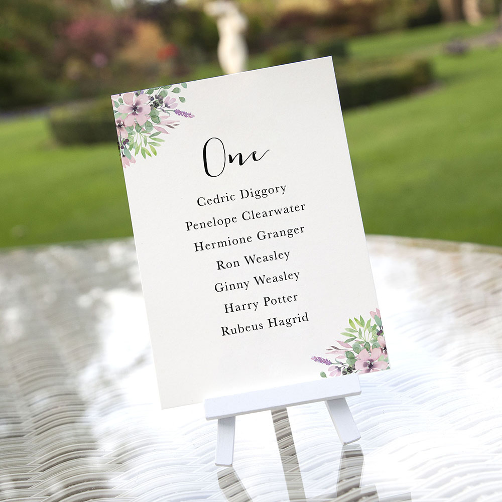 'Chloe' Table Plan Card Sample