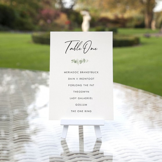 'Classic Eucalyptus' Table Plan Cards