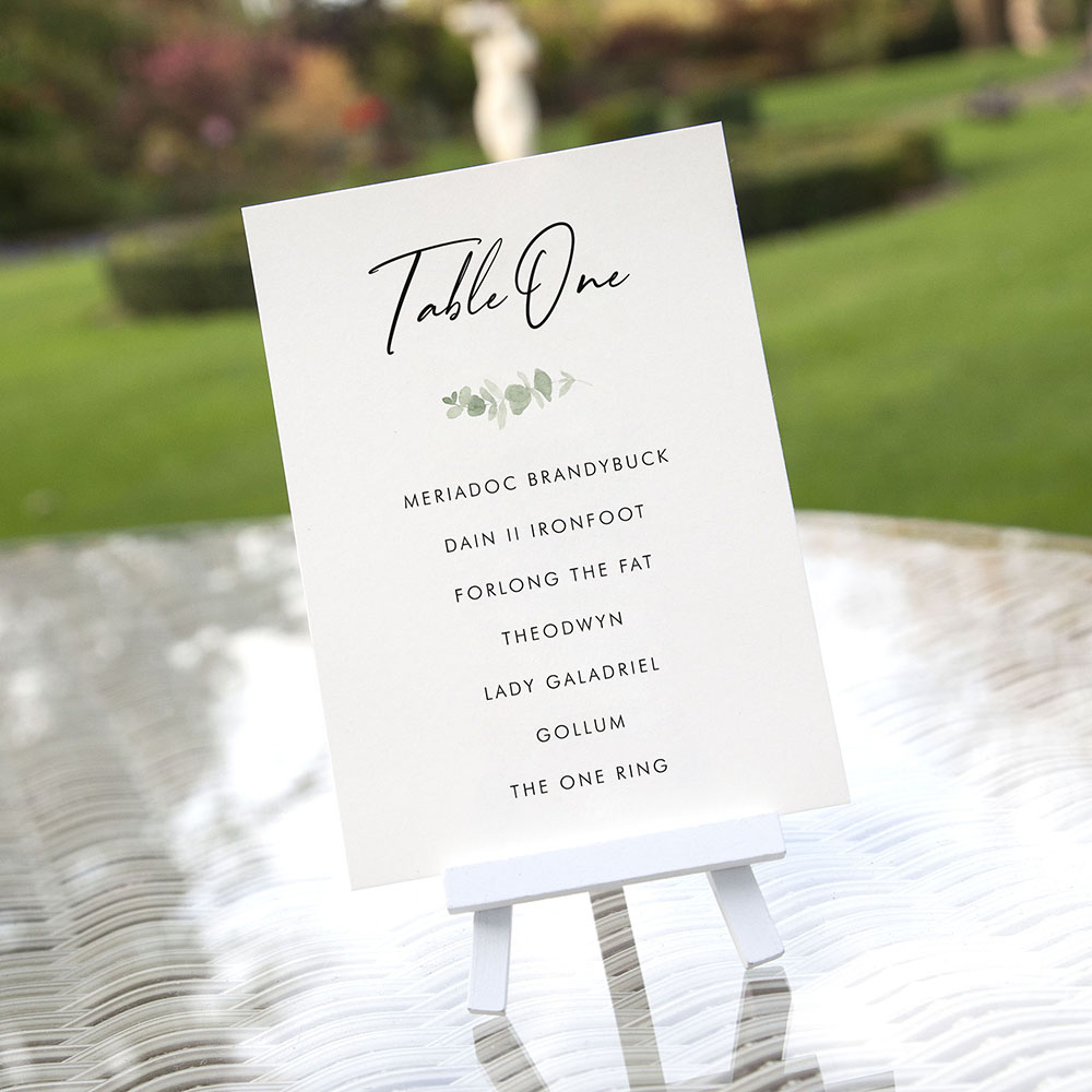 'Classic Eucalyptus' Table Plan Card Sample