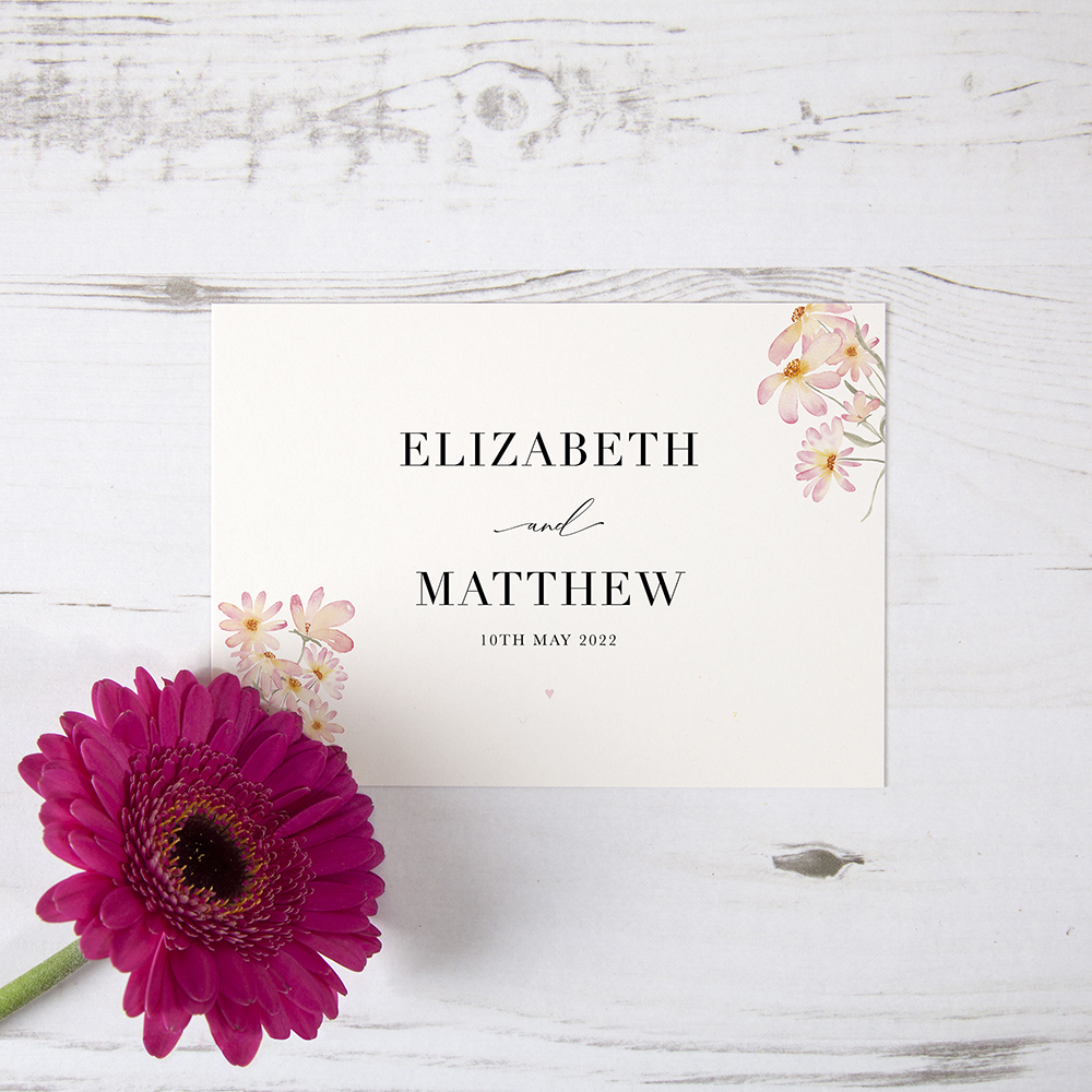 'Daisy Pink' Table Plan Card Sample