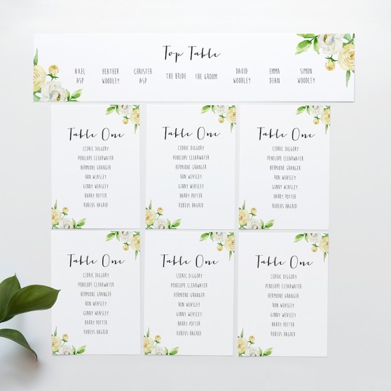 'Daphne' Table Plan Card Sample