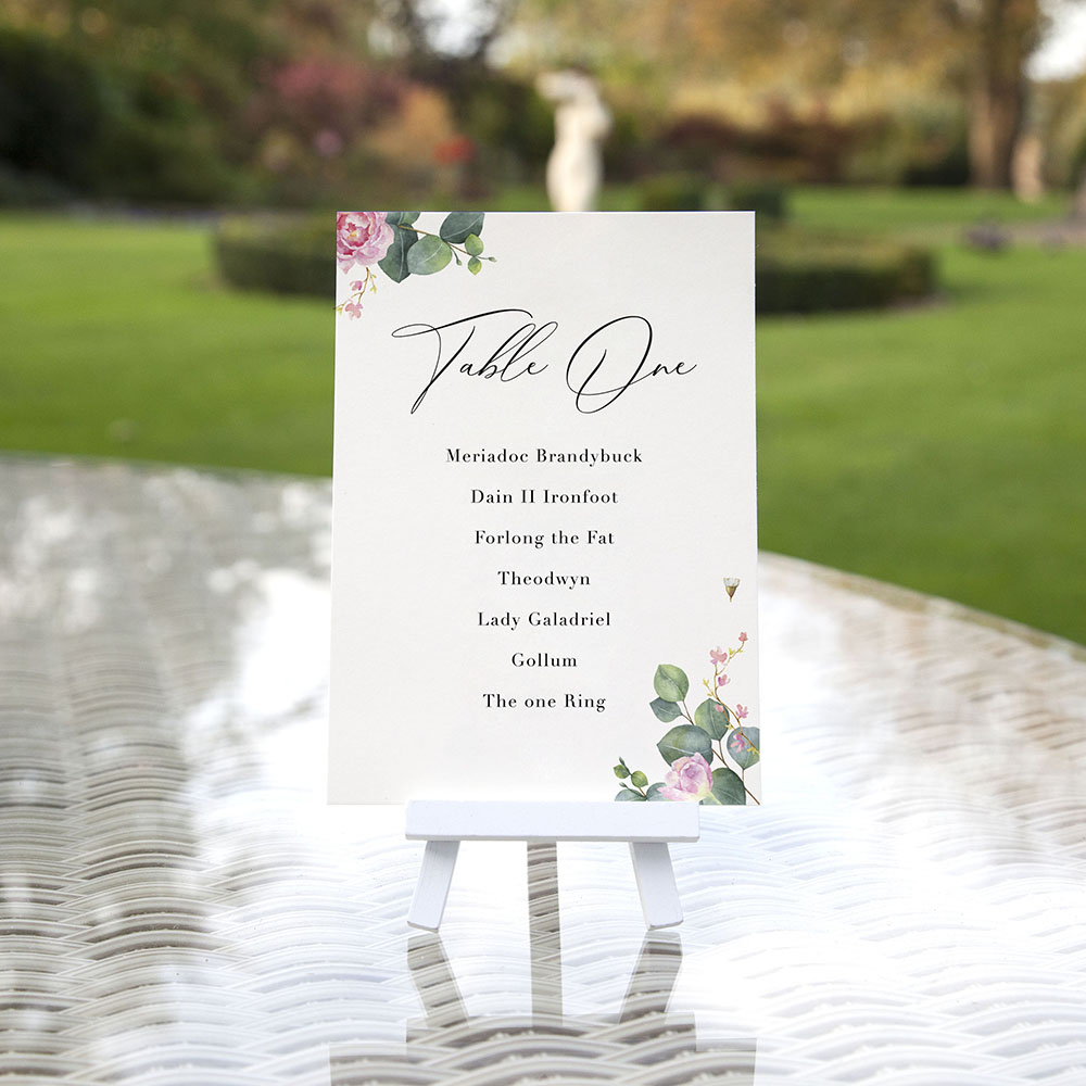 'Eucalyptus Blush' Table Plan Cards