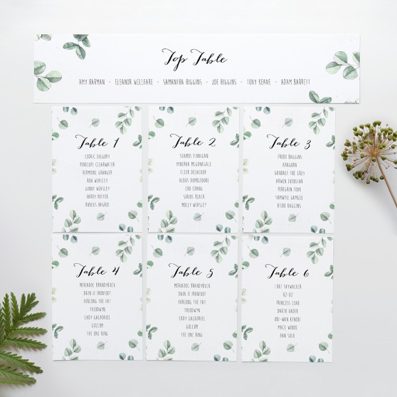 'Eucalyptus' Table Plan Card Sample