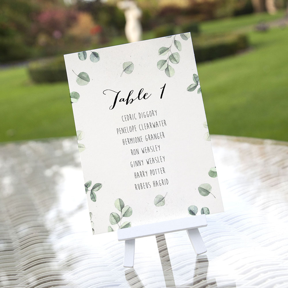 'Eucalyptus' Table Plan Card Sample