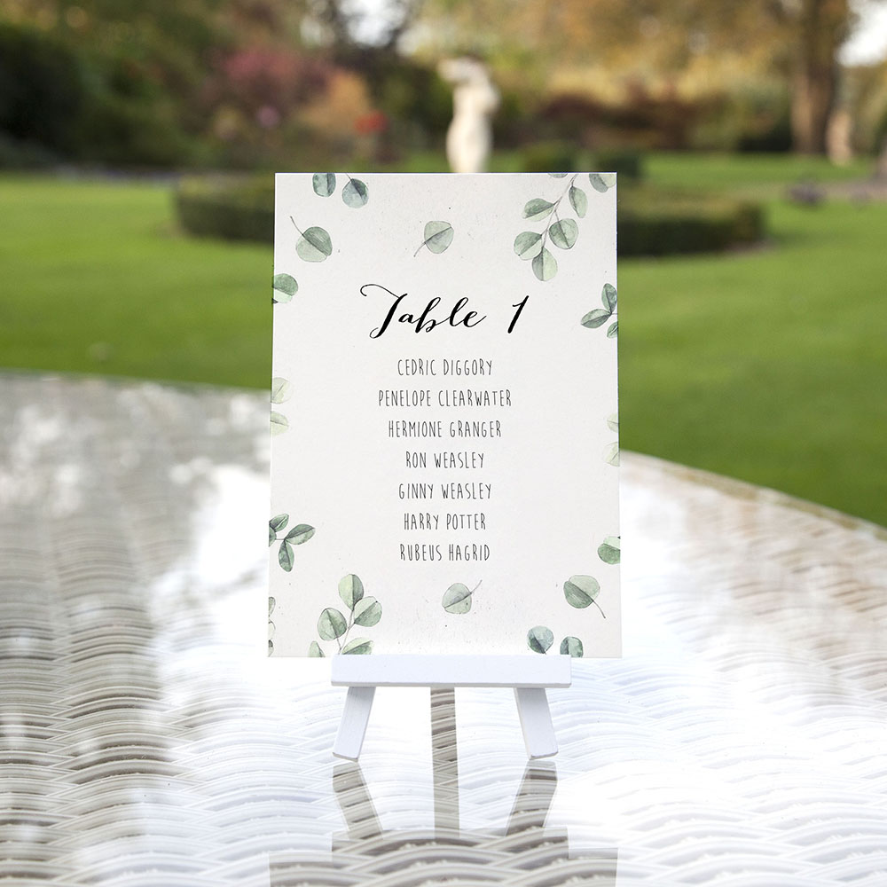 'Eucalyptus' Table Plan Card Sample