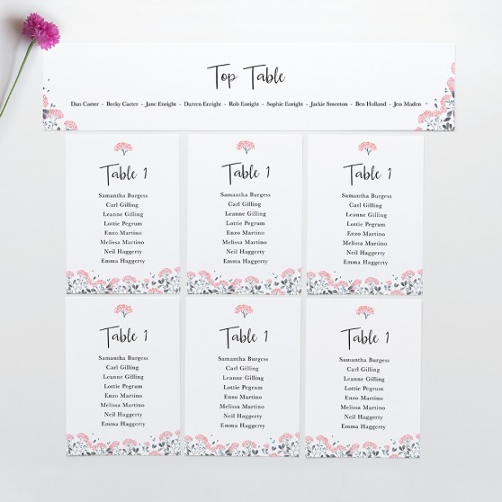 'Felicity' Table Plan Card Sample