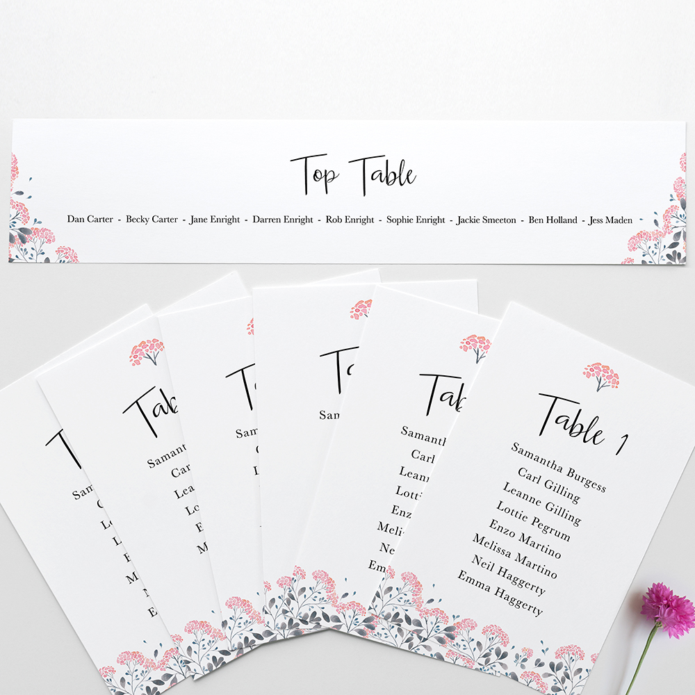 'Felicity' Table Plan Cards