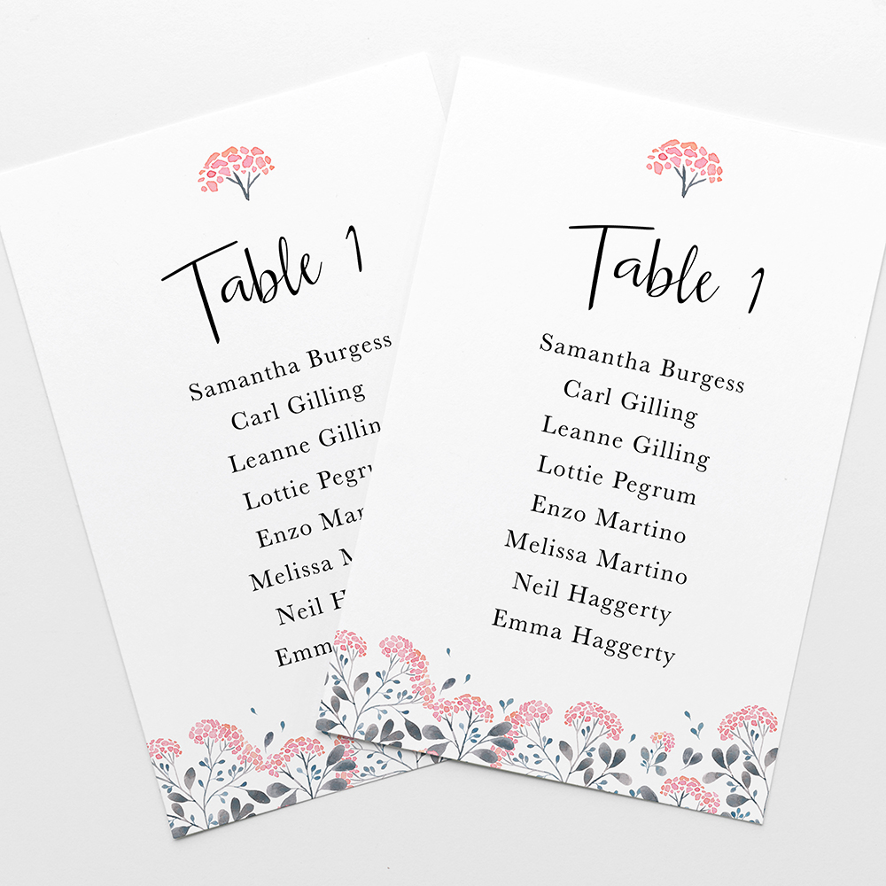 'Felicity' Table Plan Cards