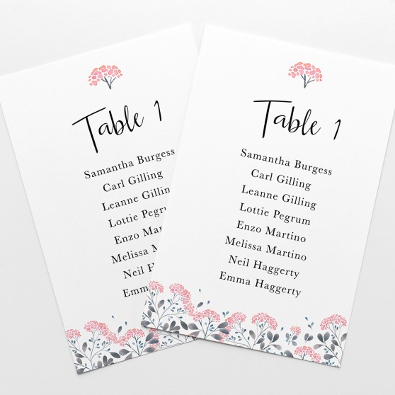 'Felicity' Table Plan Card Sample