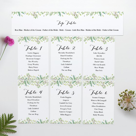 'Imogen' Table Plan Card Sample