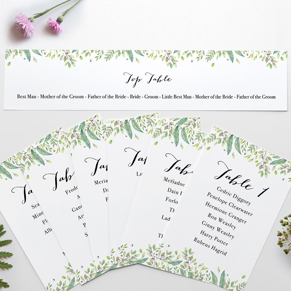 'Imogen' Table Plan Card Sample