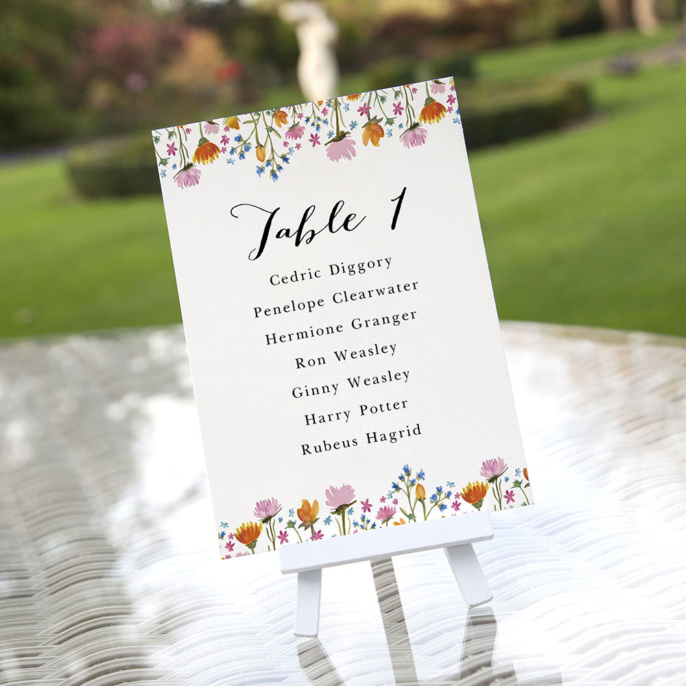 'Wild Floral' Table Plan Cards