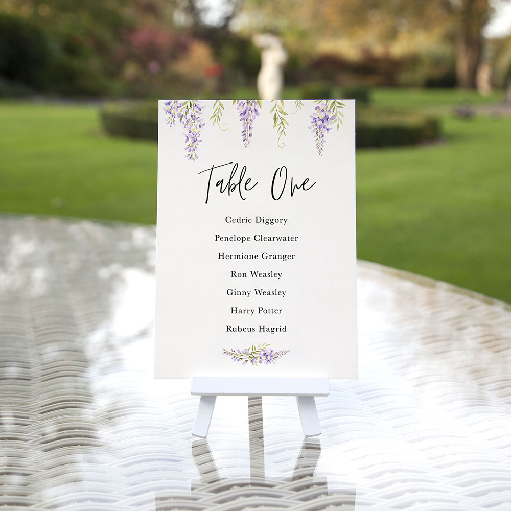 'Wisteria' Table Plan Cards