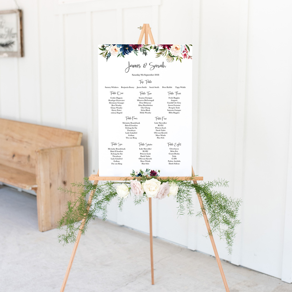 'Blue Velvet' Large White Table Plan A2/A1