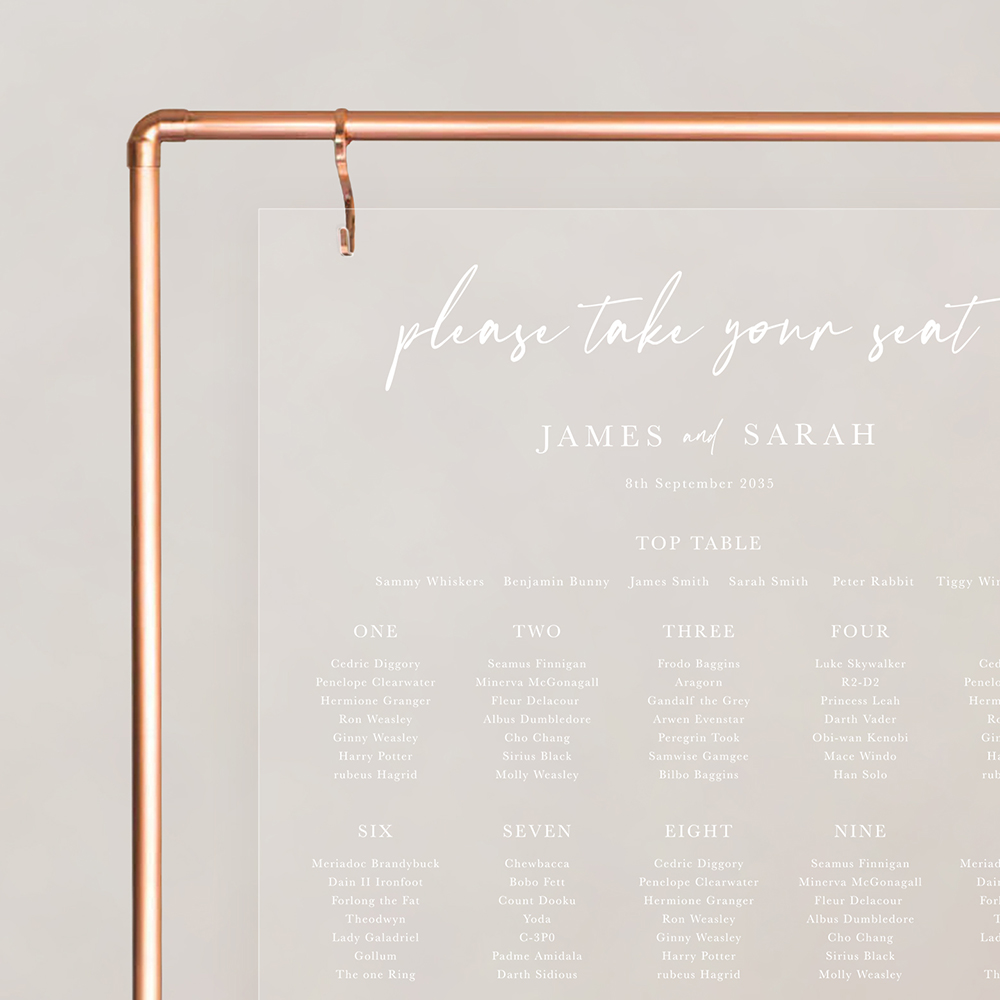 'Calligraphy 3' Large White Table Plan A2/A1