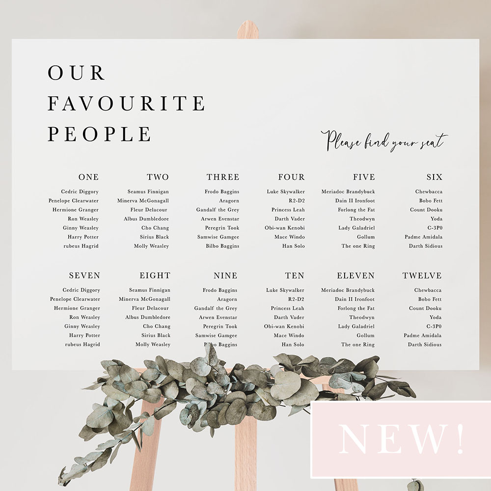 'Calligraphy 5' Large White Table Plan A2/A1