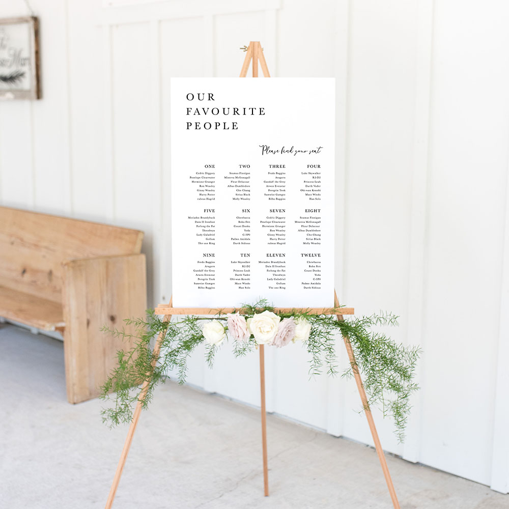 'Calligraphy 5' Large White Table Plan A2/A1