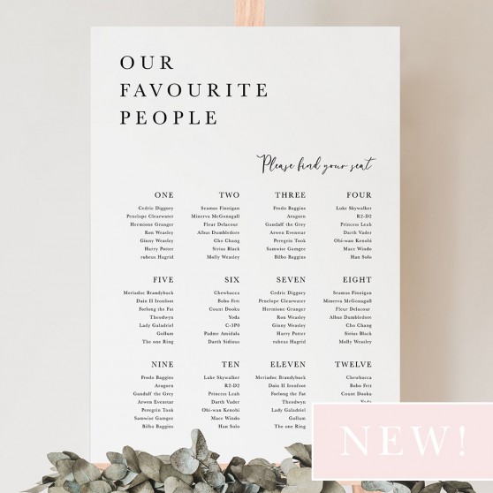 'Calligraphy 5' Large White Table Plan A2/A1