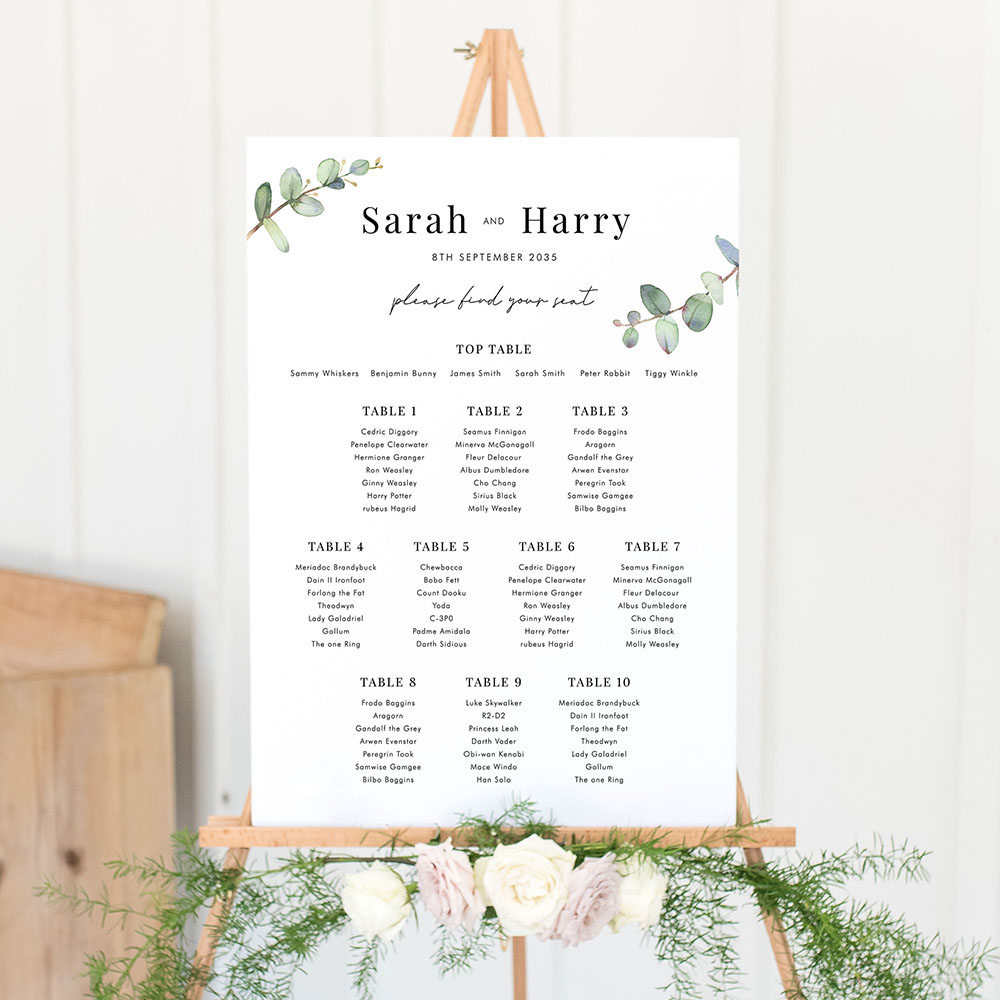 'Campagna Eucalyptus CP03' Large White Table Plan A2/A1