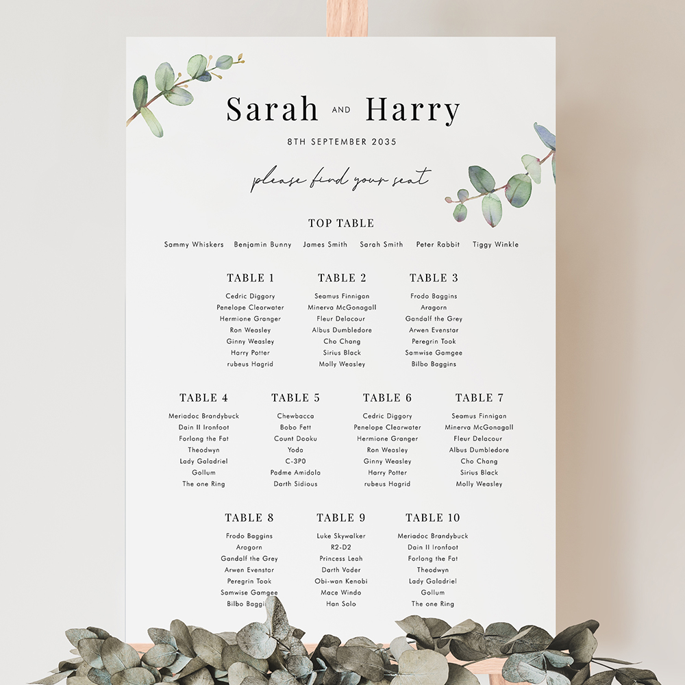 'Campagna Eucalyptus CP03' Large White Table Plan A2/A1