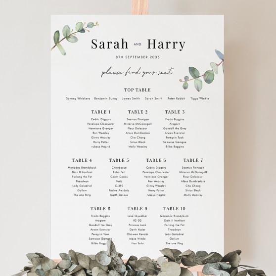 'Campagna Eucalyptus CP03' Large White Table Plan A2/A1