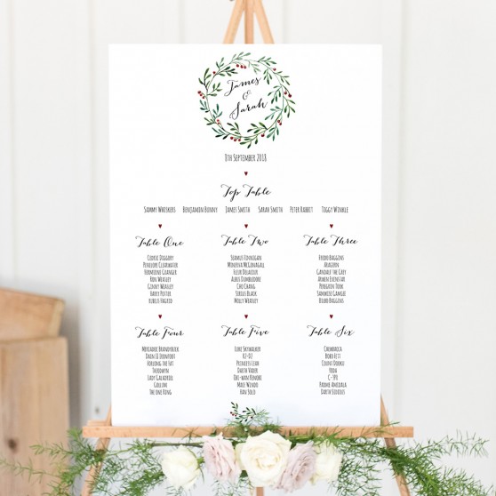 'Christmas' Large White Table Plan A2/A1