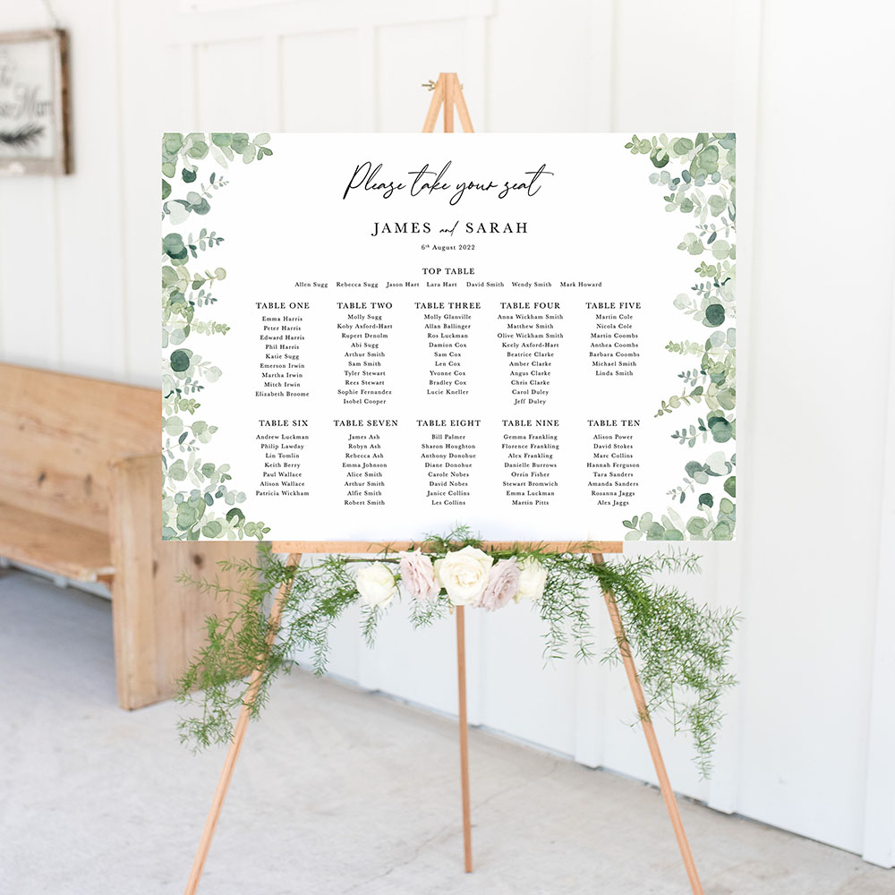 'Classic Eucalyptus CE14' Large White Table Plan A2/A1