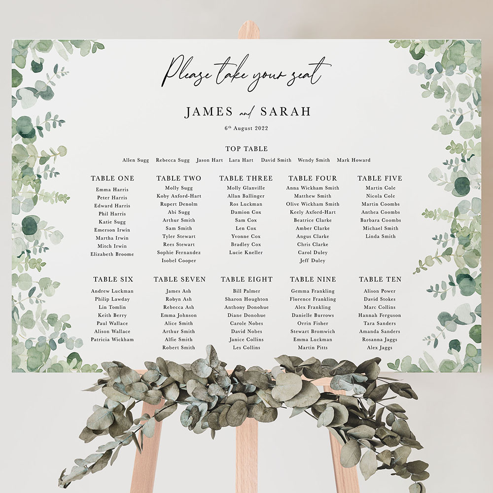 'Classic Eucalyptus CE14' Large White Table Plan A2/A1