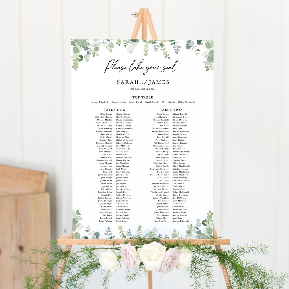 'Classic Eucalyptus CE14' Large White Table Plan A2/A1