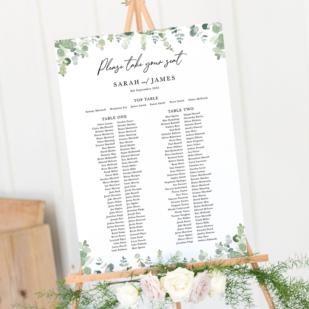 'Classic Eucalyptus CE14' Large White Table Plan A2/A1